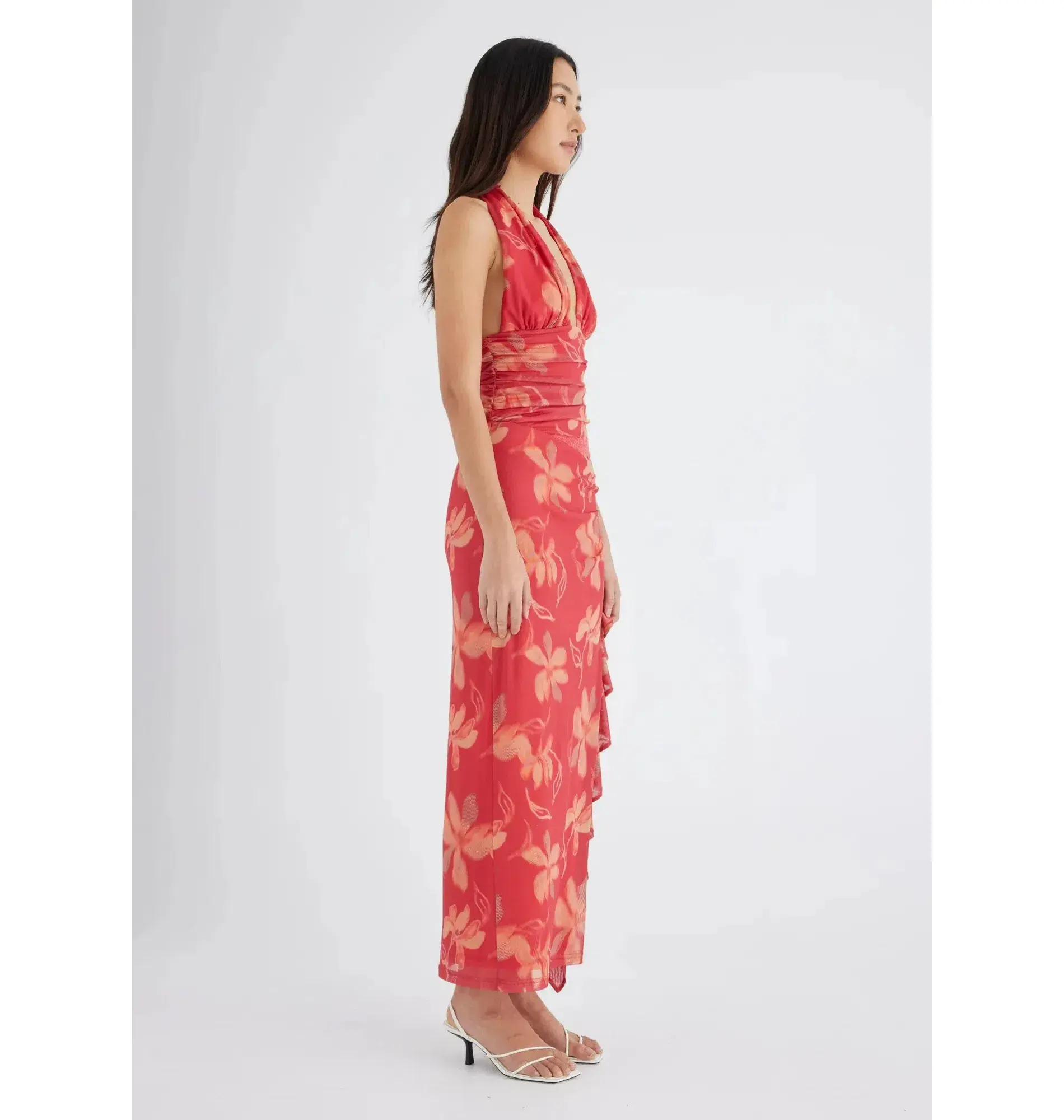 Benni Penelope Halter Maxi Dress Hibiscus Floral Size AU 6 - Image 3