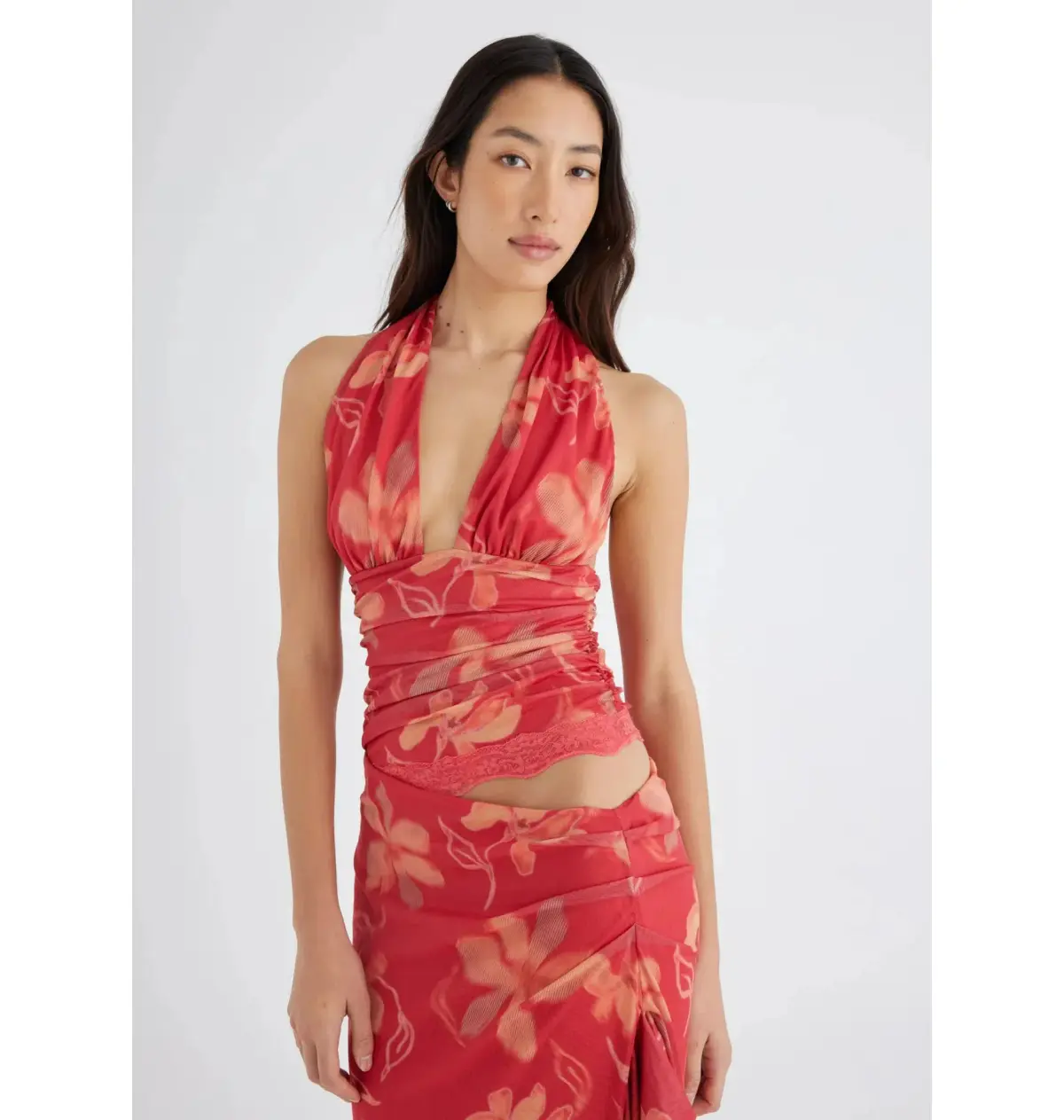 Benni Penelope Halter Maxi Dress Hibiscus Floral Size AU 6 - Image 4