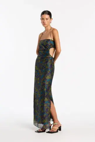 Sir The Label Valerio Tie Halter Midi Dress Print Size 1  / AU 8  - Image 5