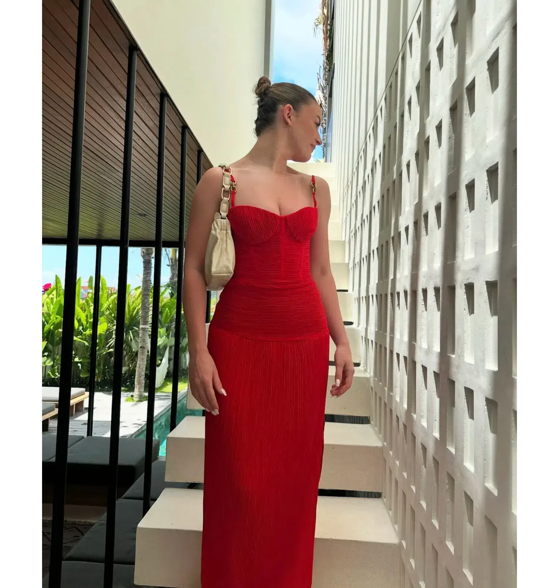 Manning Cartell Double Time Pleat Maxi Dress in Red Size AU 6 - Image 7