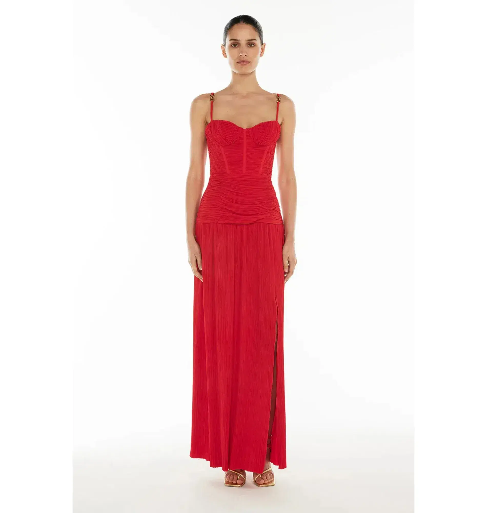 Manning Cartell Double Time Pleat Maxi Dress in Red Size AU 8 - Image 1