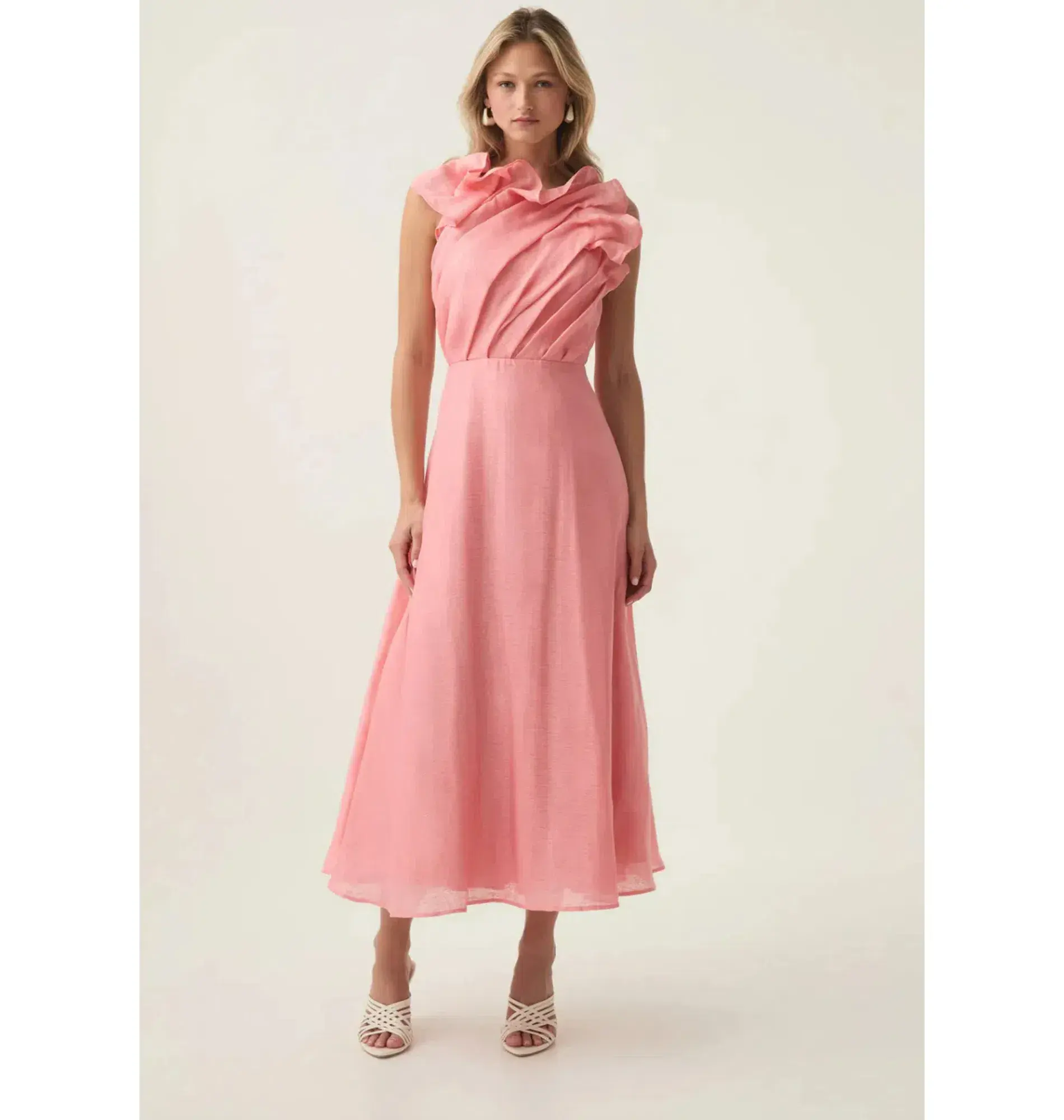 Aje Genesis Midi Dress Washed Coral Pink | Size S , Small , AU 8 - Image 1