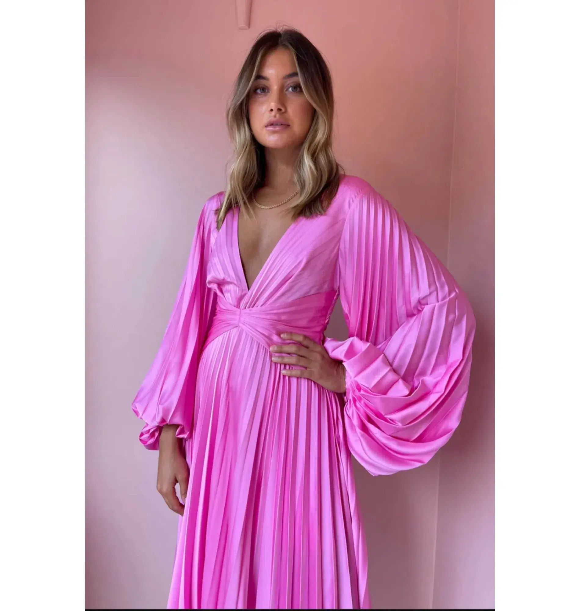Acler Palms Midi Dress in Pink Confetti Size 8 - Image 3
