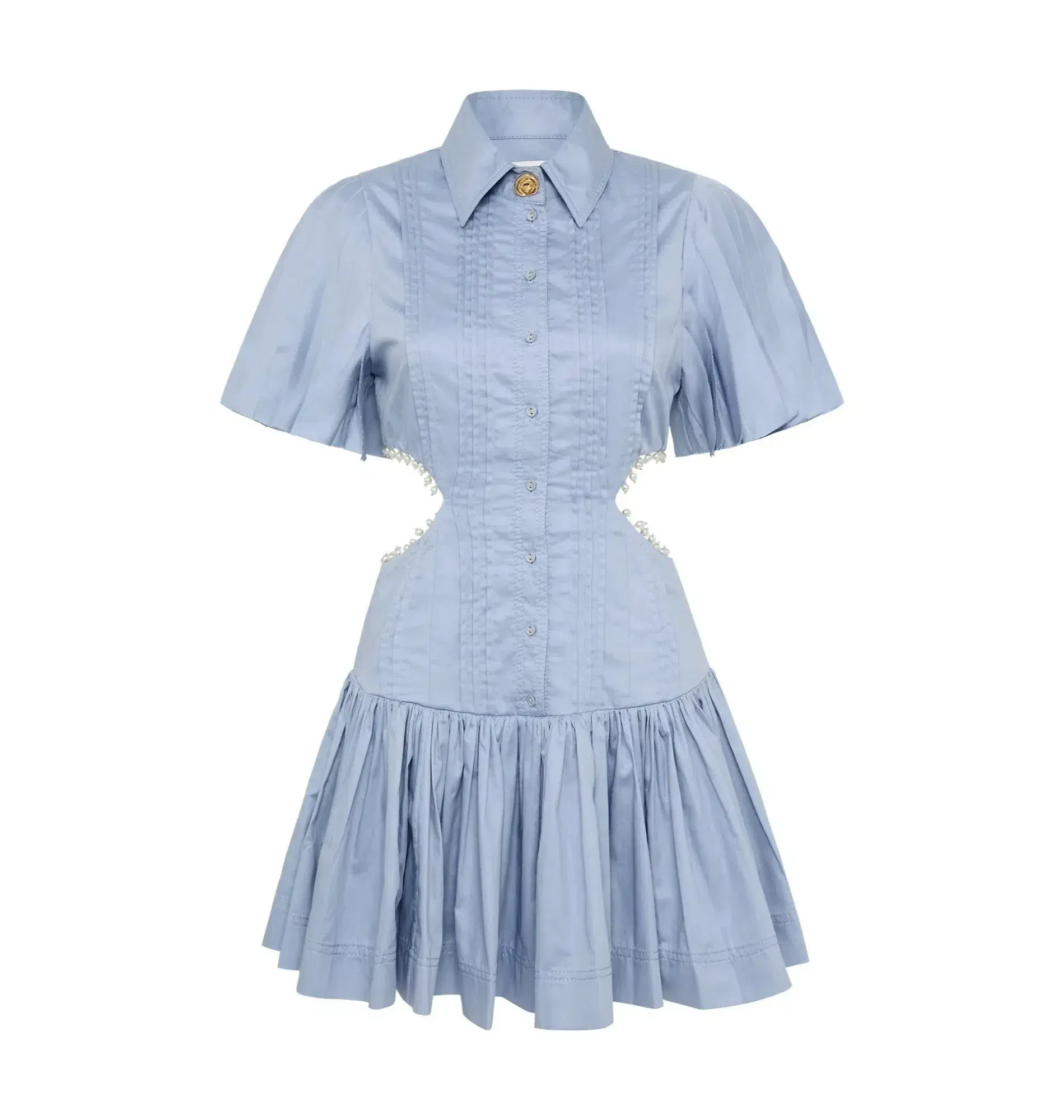 Aje Mythos Pearl Waist Mini Dress Steel Blue Size AU 10 - Image 4