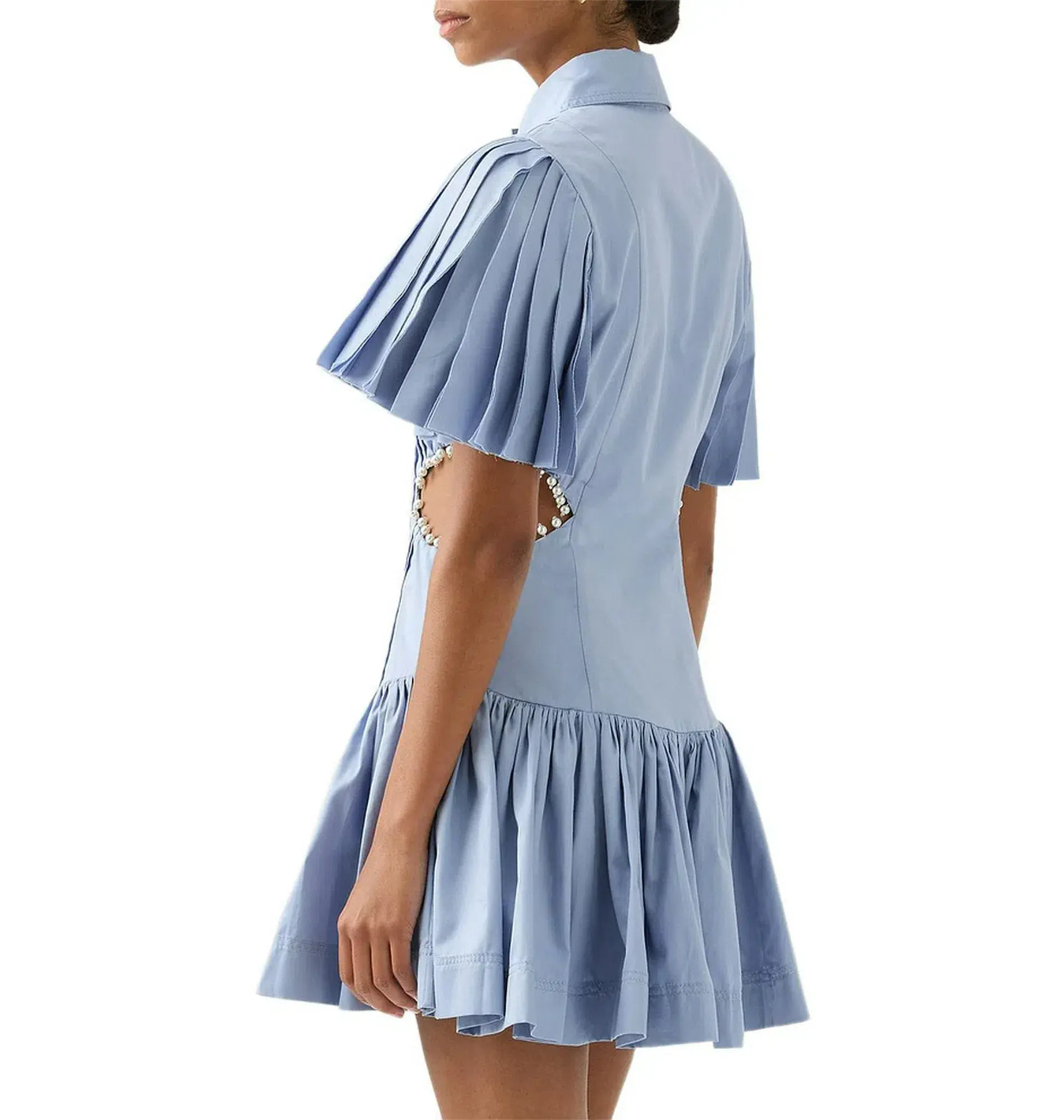 Aje Mythos Pearl Waist Mini Dress Steel Blue Size AU 10 - Image 3