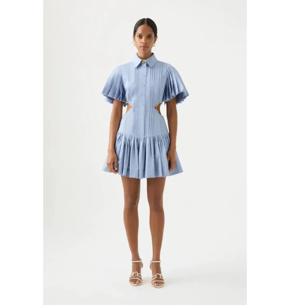 Aje Mythos Pearl Waist Mini Dress Steel Blue Size AU 10 - Image 1