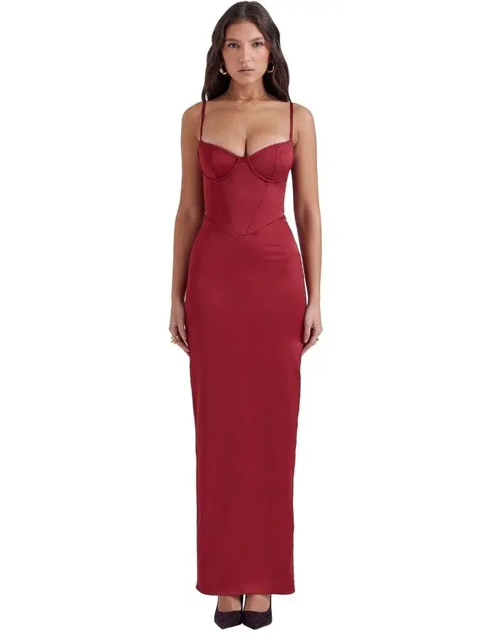 House of CB Stefania Corset Maxi Dress Red Size XS / AU 6  for rent on The Volte - main image