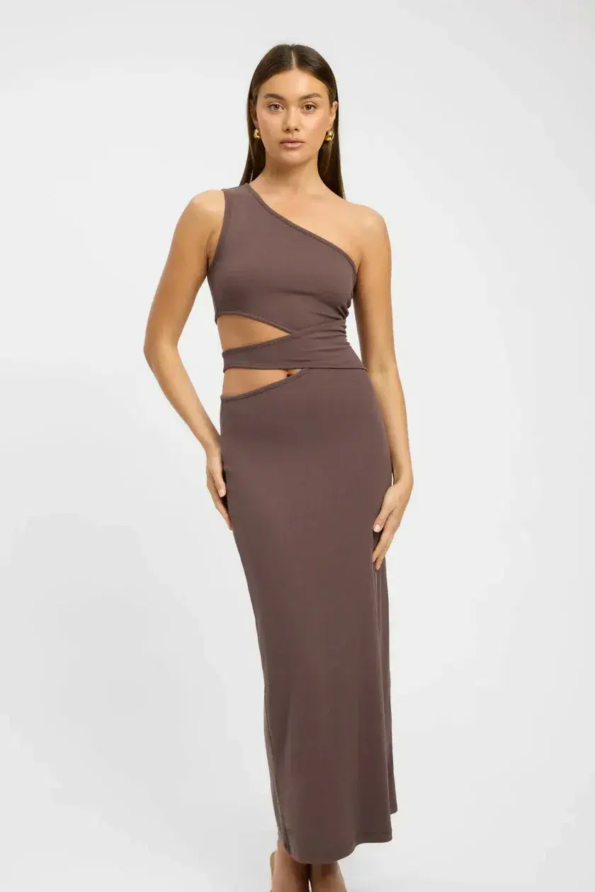 Kookai Faye Maxi Dress Brown Size 6 for rent on The Volte - main image