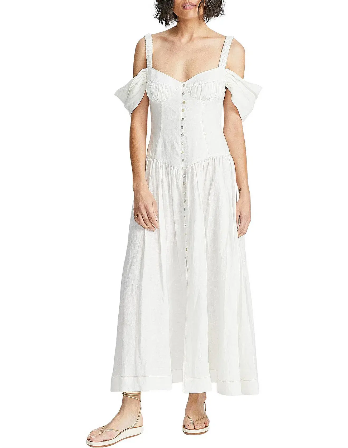 Alemais Ada Corset Midi Dress Ivory Size 6 - Image 1