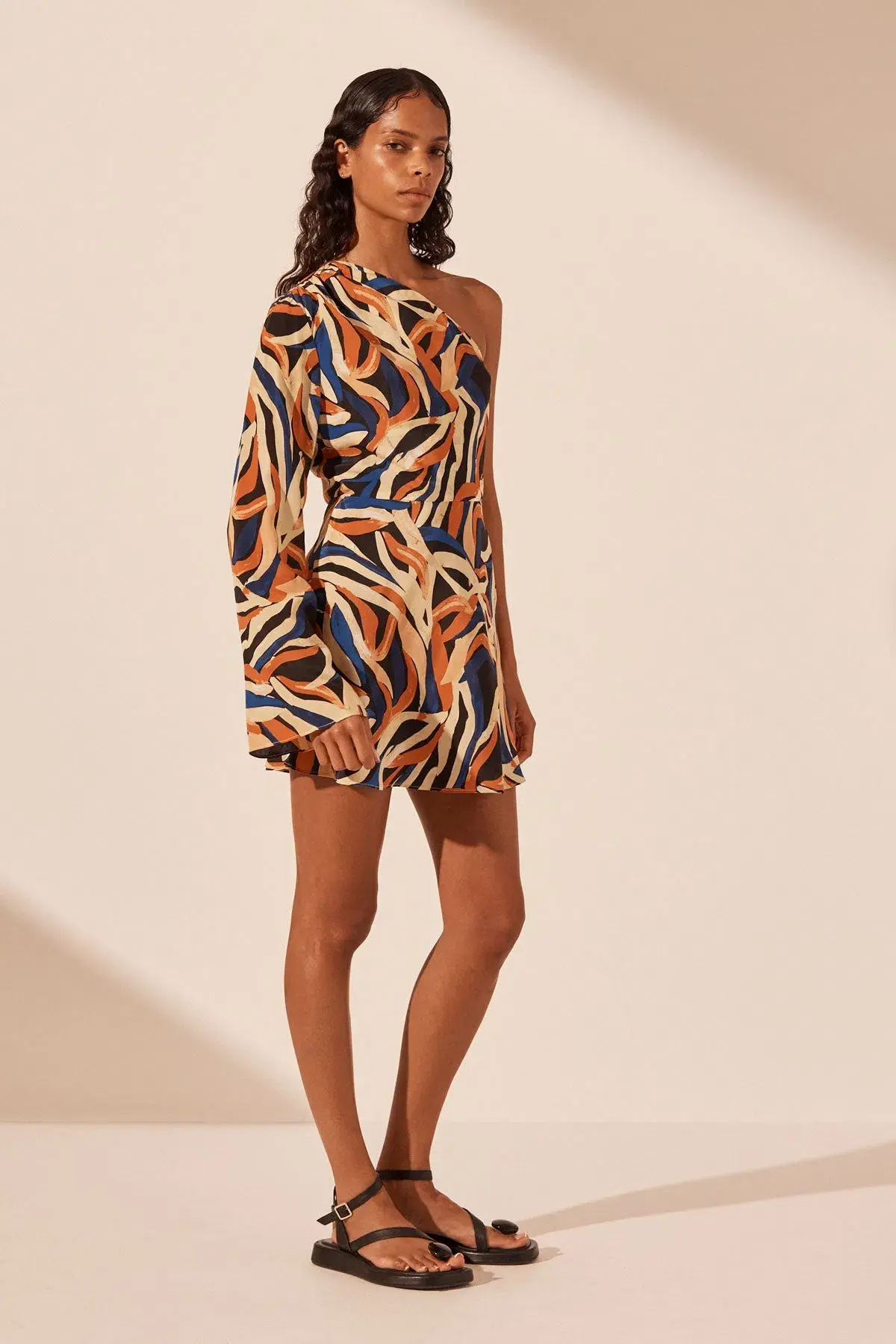 Shona Joy Palma Silk One Shoulder Mini Dress Print Size 8 - Image 4