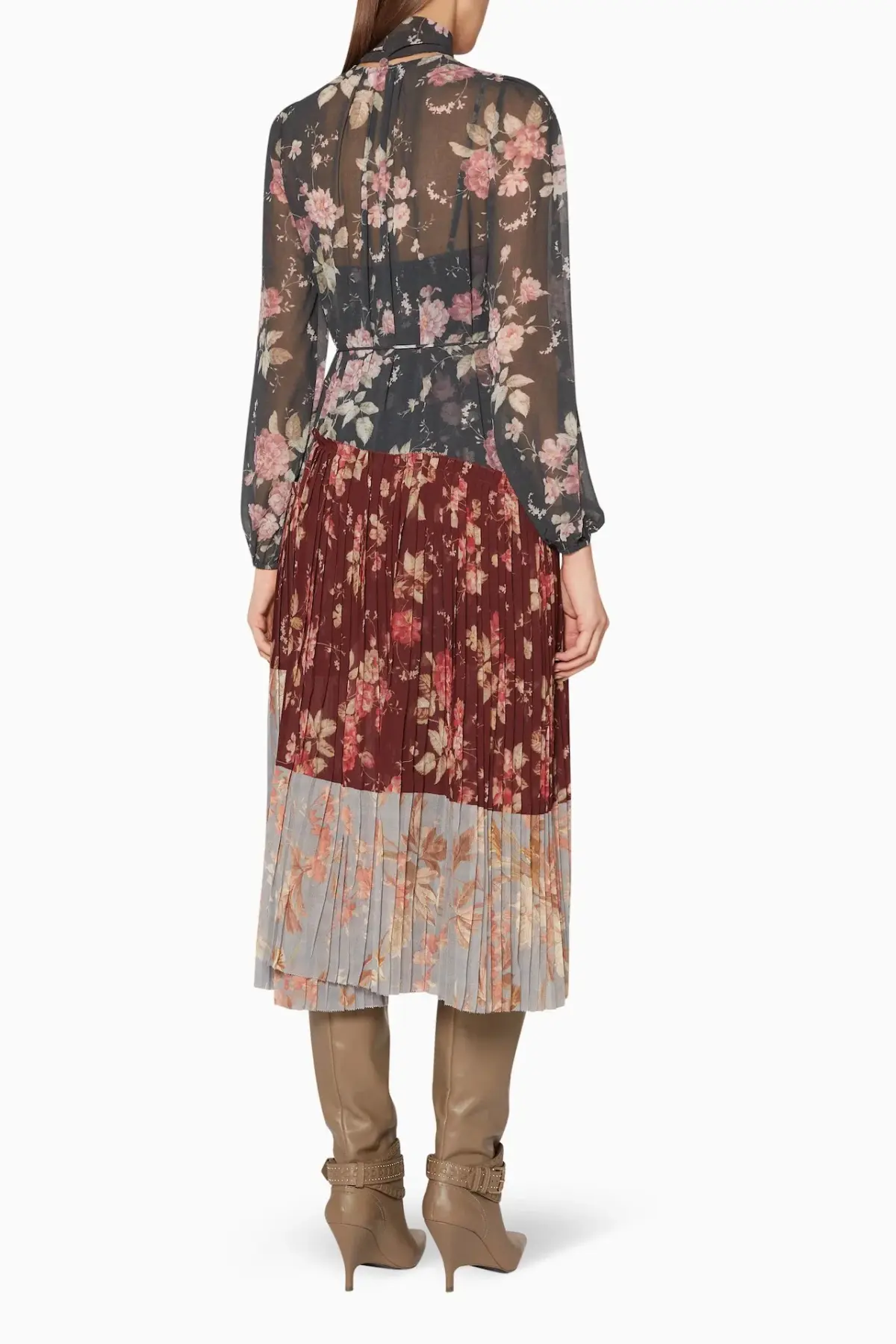 Zimmermann Unbridled Pleated Midi Dress Spliced Floral Print Size 1 / AU 10 - Image 2