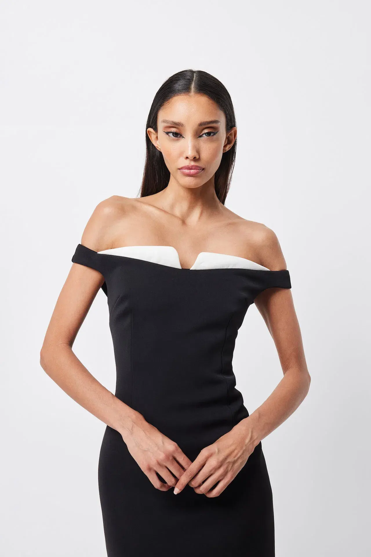 Mossman Imperial Midi Dress Black & White Size 8 - Image 2