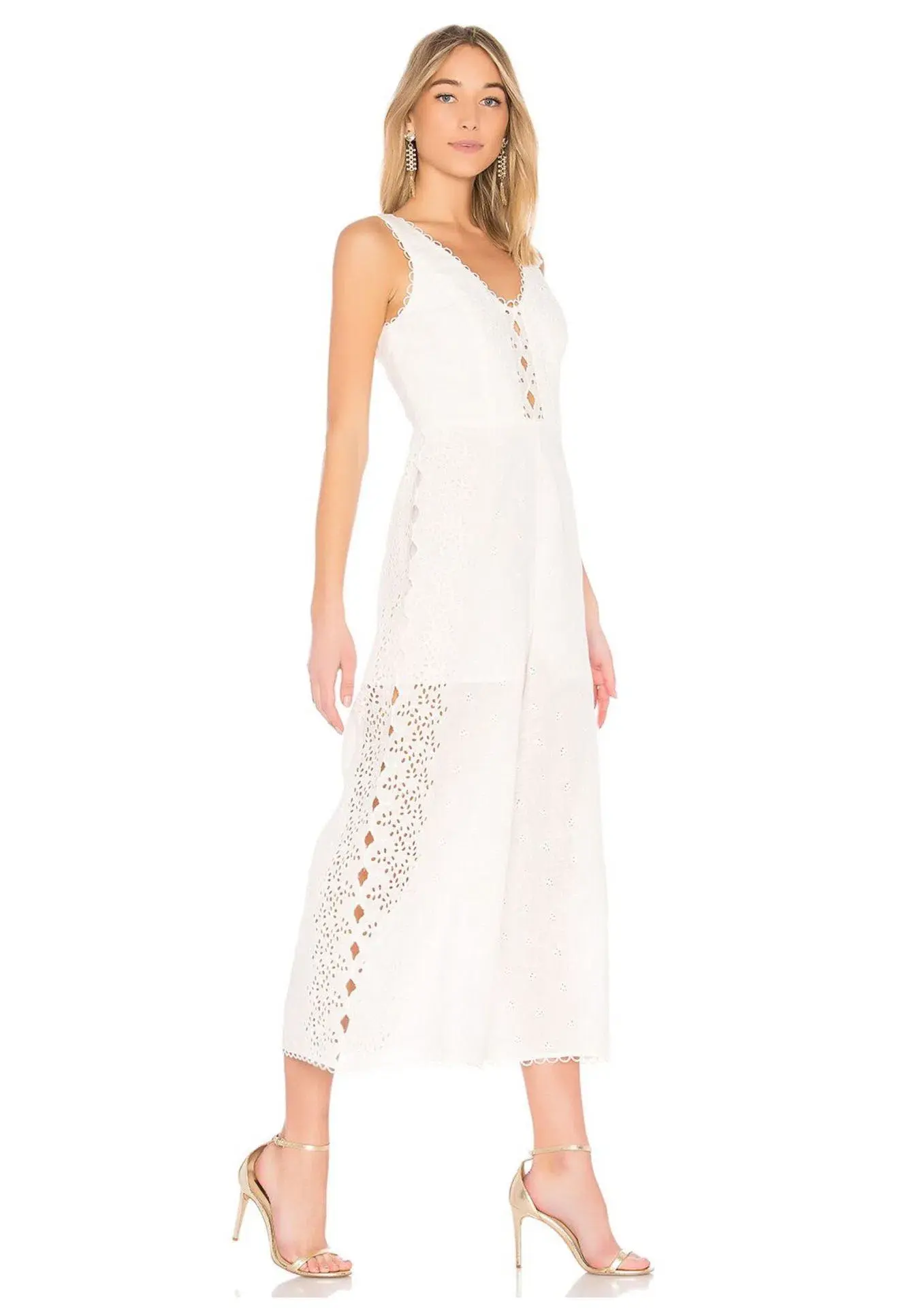 Zimmermann Helm Eyelet Vine Jumpsuit Ivory Size 0 / AU 8 - Image 1