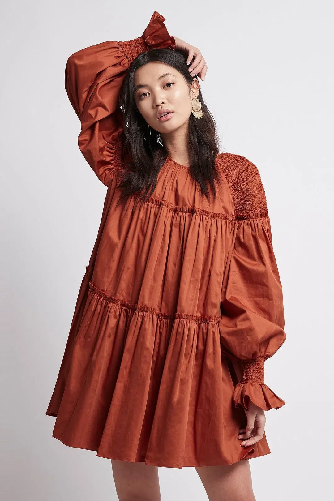 Aje Tranquility Smock Mini Dress Rust Size 10 - Image 2