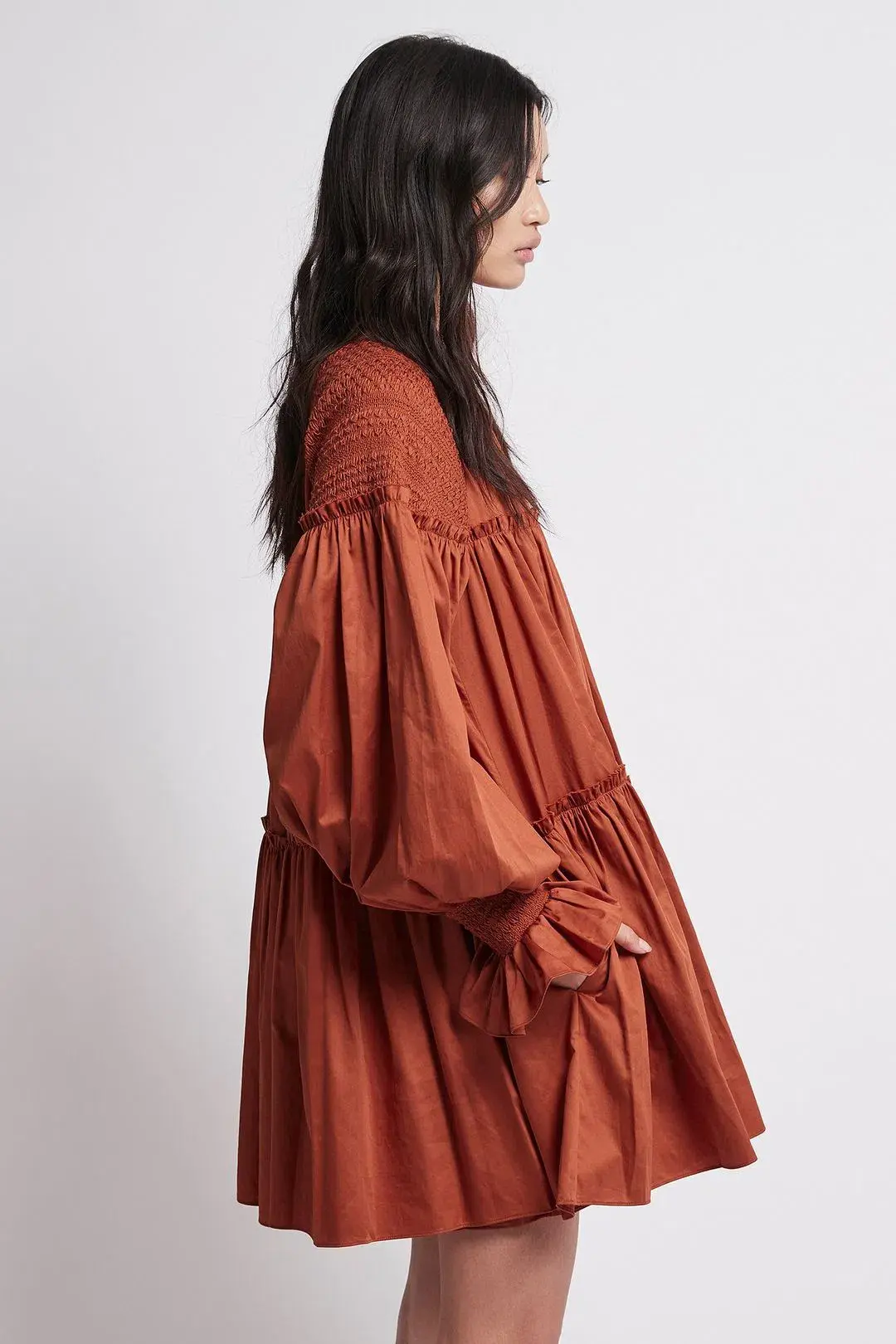 Aje Tranquility Smock Mini Dress Rust Size 10 - Image 4