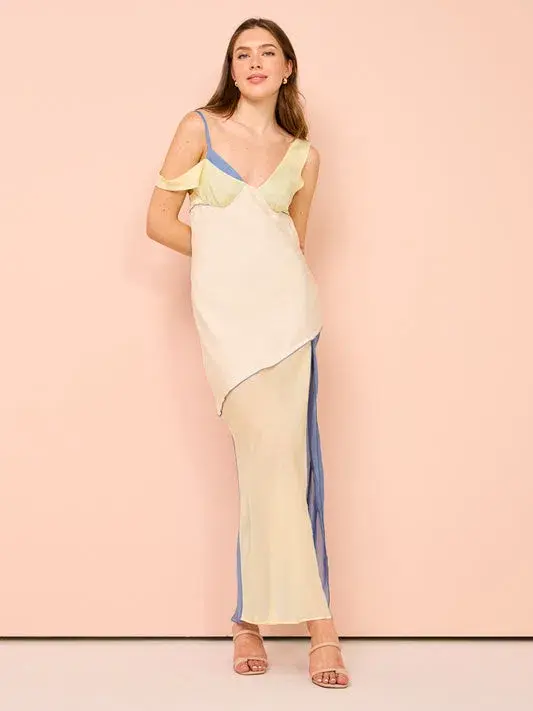 Sir The Label Thames Splice Midi Dress Ecru Multi Size 2 / AU 10  - Image 1