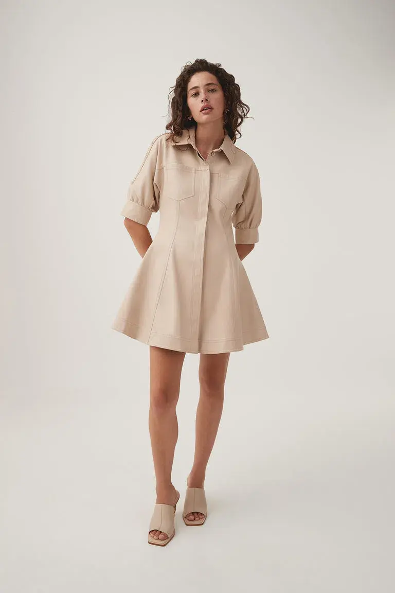 AJE Flourisher Braided Mini Dress Beige Size 8 - Image 1