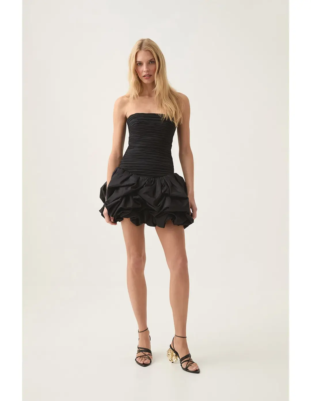 AJE Violette Bubble Hem Mini Dress Black Size 10 for rent on The Volte - main image