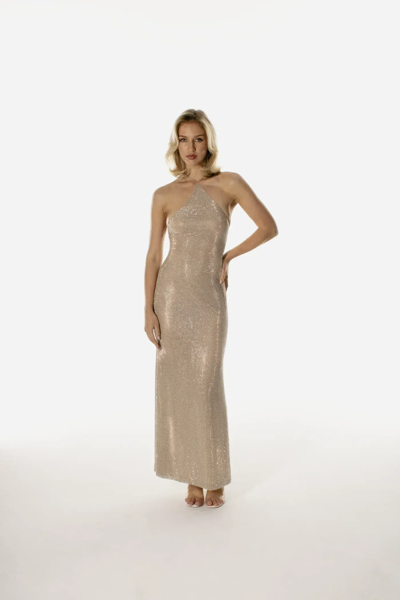 Lawrenzia The Naomi Dress Rhinestone Mesh Size Small/Au 6 - Image 1