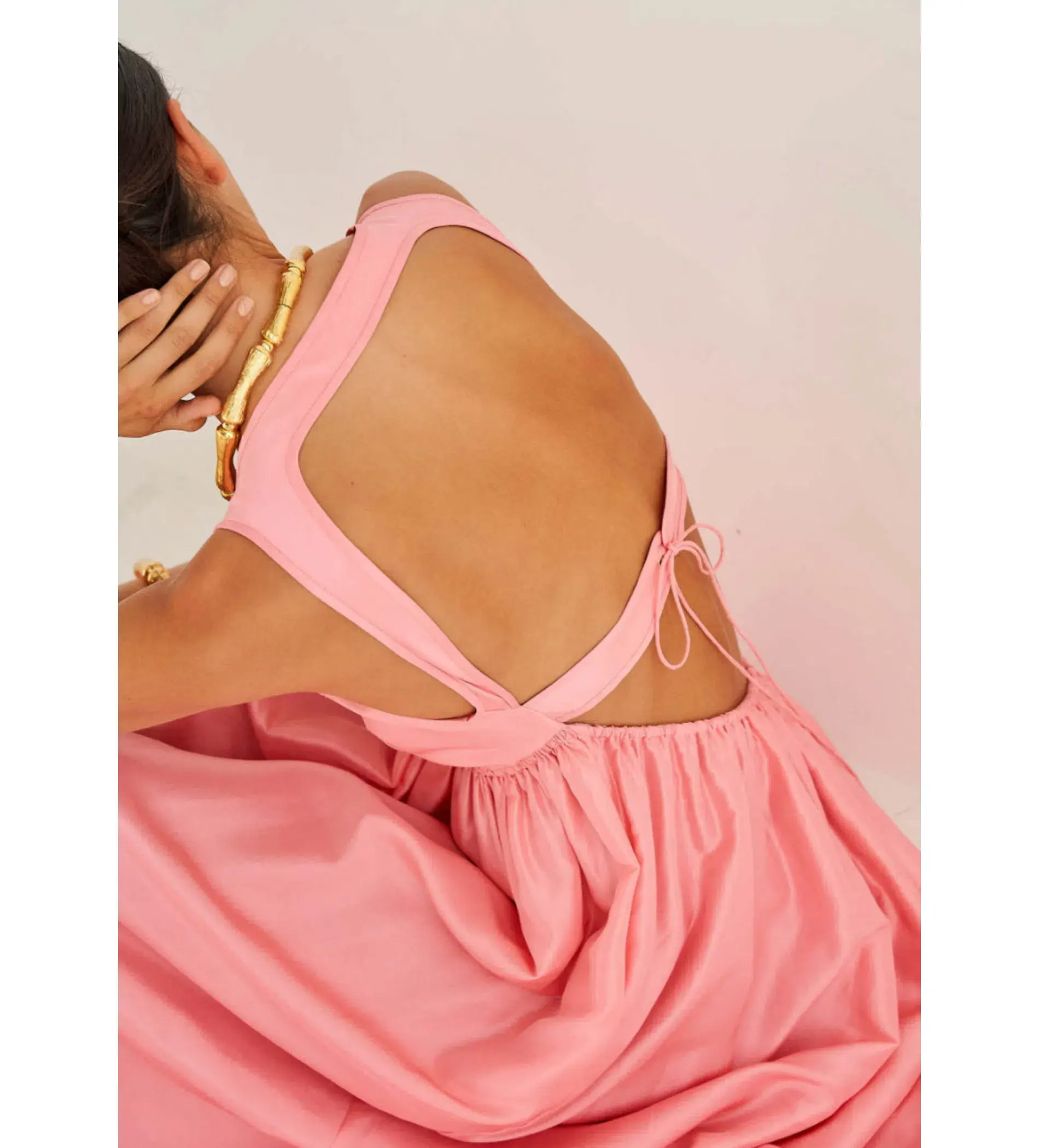 Oroton Strappy Sun Maxi Dress Pink Size AU 10 - Image 2