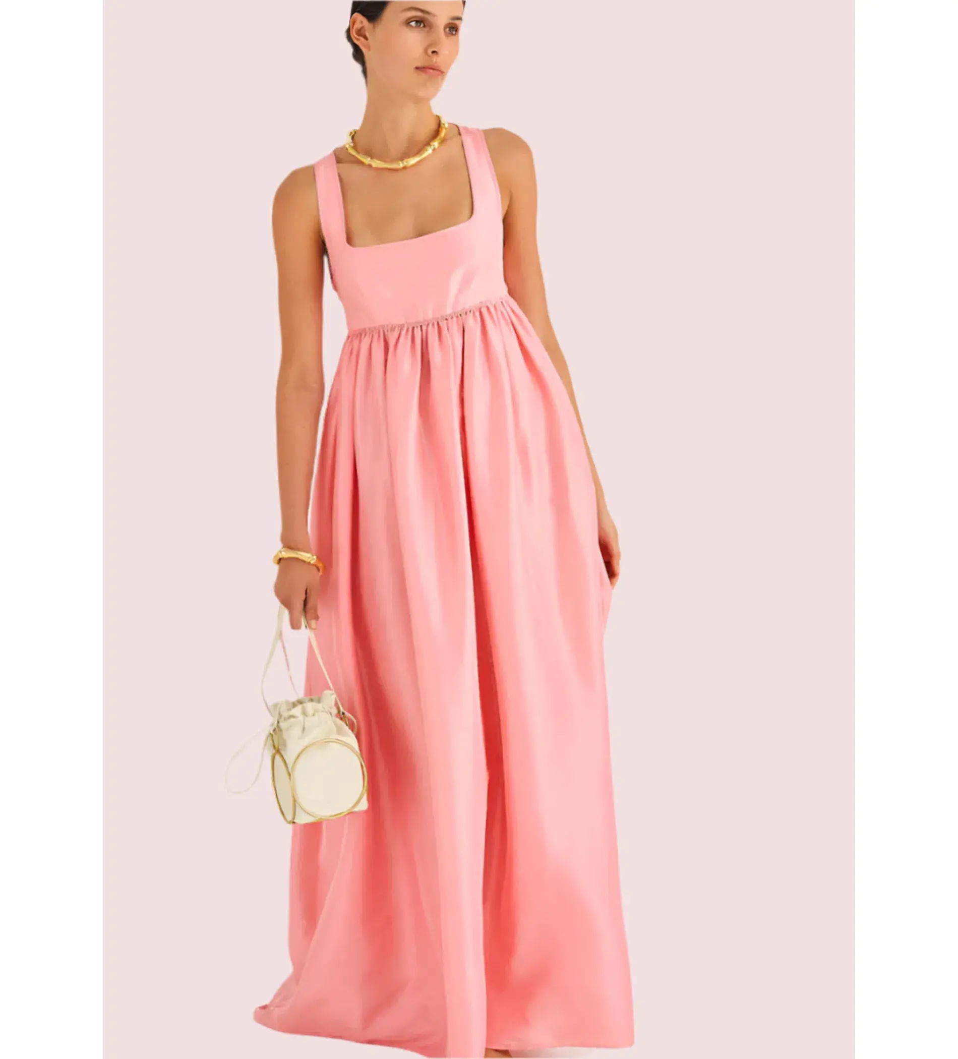 Oroton Strappy Sun Maxi Dress Pink Size AU 10 - Image 1
