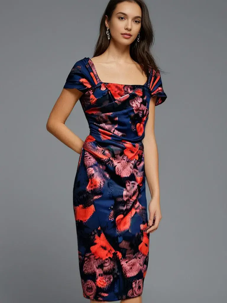 Alexis George Dress Ruffle Mini Dress Abstract Floral Print Size 12 - Image 3