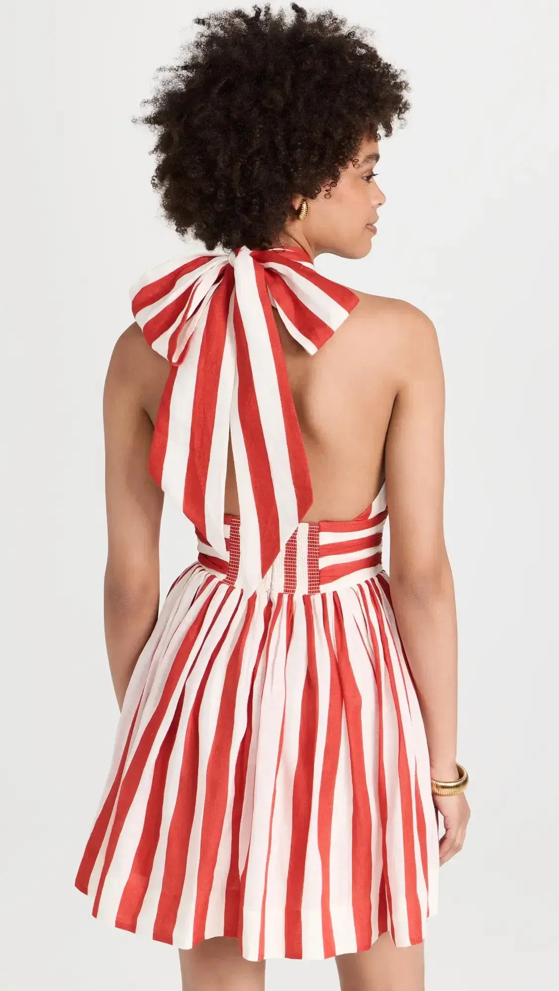 Zimmermann The Alight Halter Mini Dress in Red/Cream Stripe Size 0P / AU 6 - Image 3