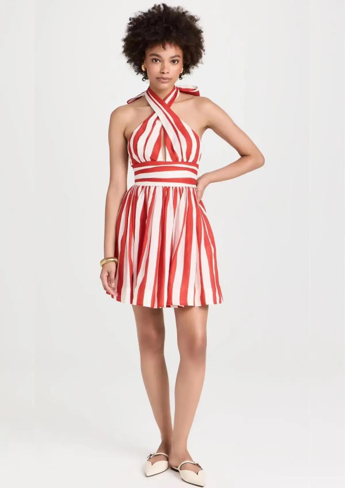 Zimmermann The Alight Halter Mini Dress in Red/Cream Stripe Size 0P / AU 6 - Image 1