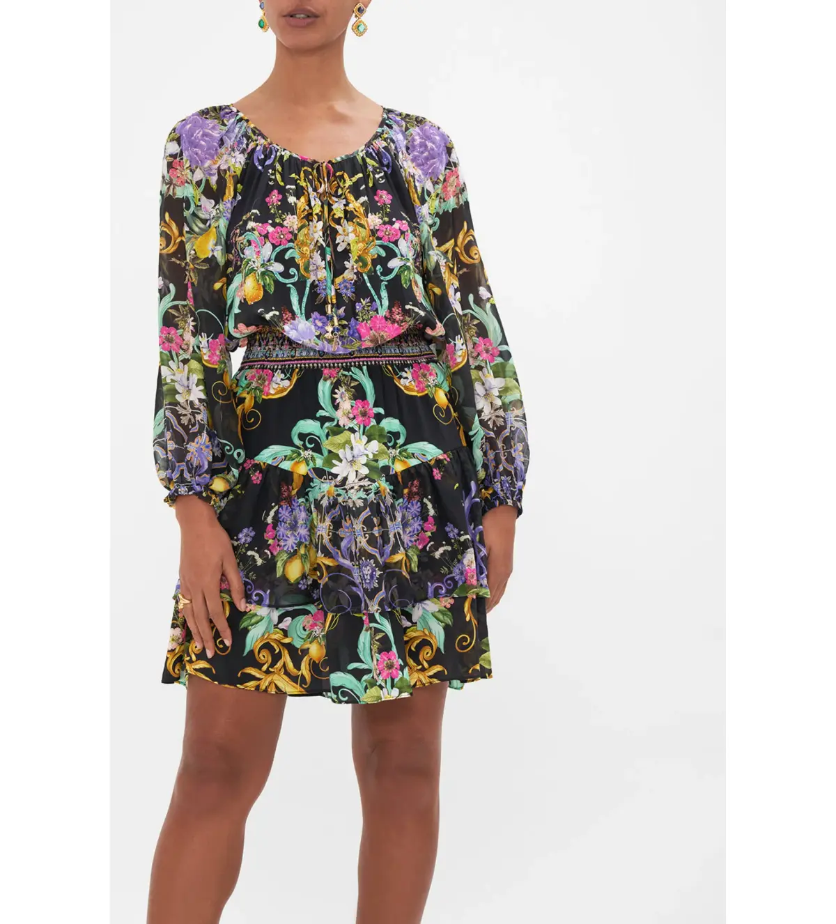 Camilla Meet Me In Marchesa Double Ruffle Dress Long Sleeves Size S/Au 10 - Image 1