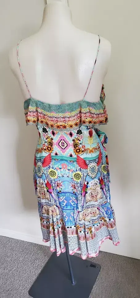Camilla Silk Wrap Mini Dress size XS 8 AU sleeveless Close To My Heart Frill - Image 5