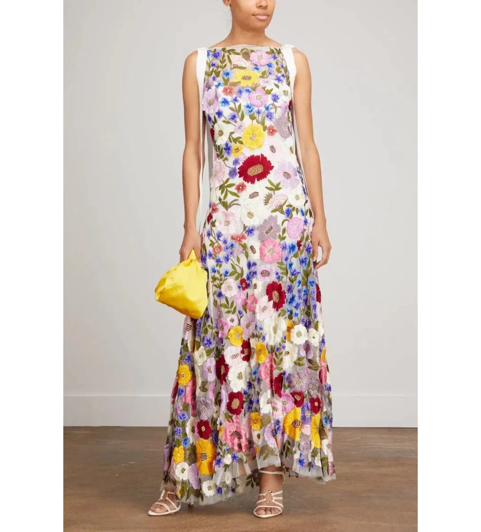 Rachel Gilbert Nya Gown Floral Embroidery Size 8 - Image 1