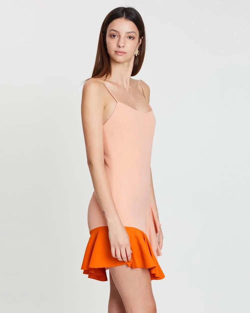 By Johnny Bambi Frill  Ruffle Hem Mini Slip Dress Pink/Tangerine Size 14 - Image 3