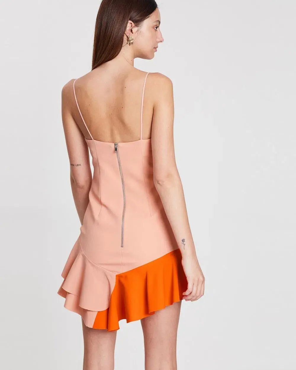 By Johnny Bambi Frill  Ruffle Hem Mini Slip Dress Pink/Tangerine Size 14 - Image 4