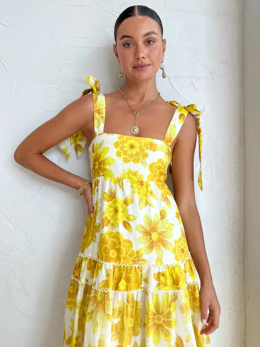 Alemais Sonny Midi Sundress in Lemon Size AU 6 for rent on The Volte - main image