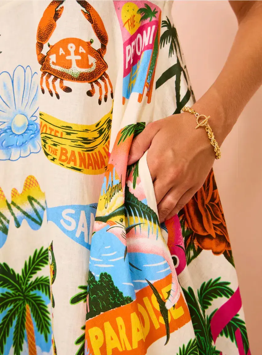 Alemais Paradiso Sundress Midi Dress Print Size 6 - Image 4