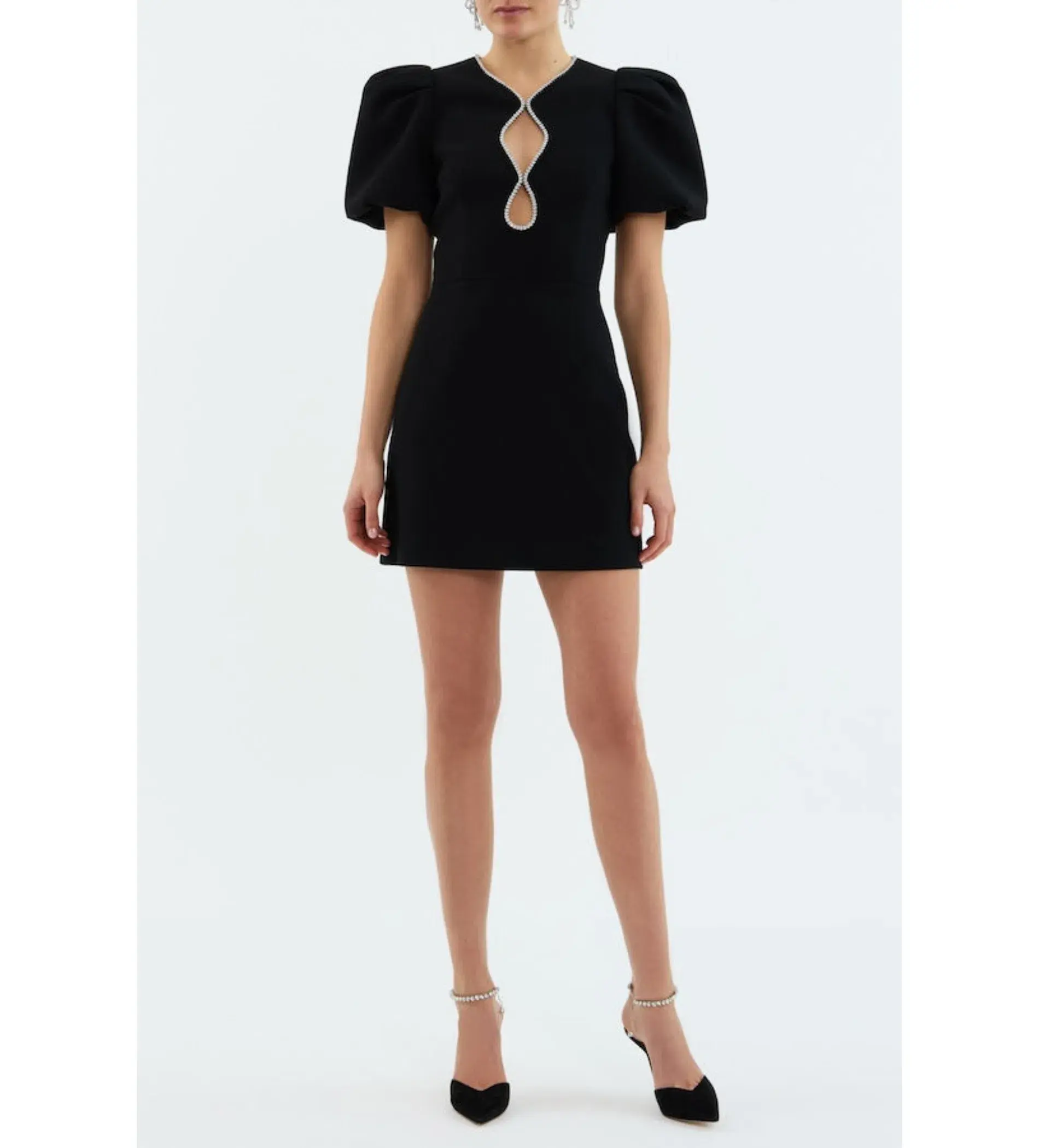 Rebecca Vallance Estella Puff Sleeve Mini Dress Black Size 10  - Image 1