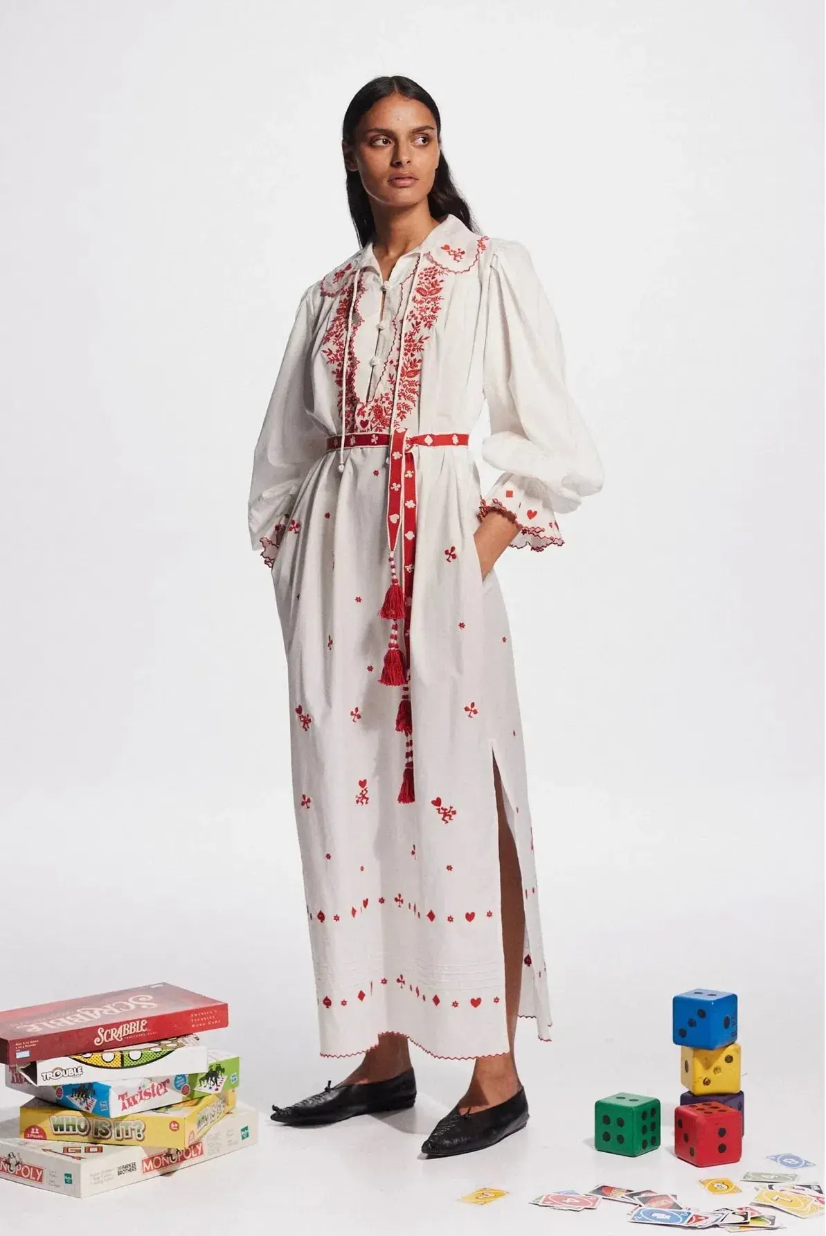 Alemais Hearts Embroidered Dress White Size 8  - Image 1