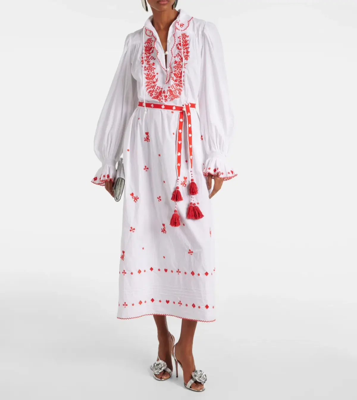 Alemais Hearts Embroidered Dress White Size 8  - Image 4