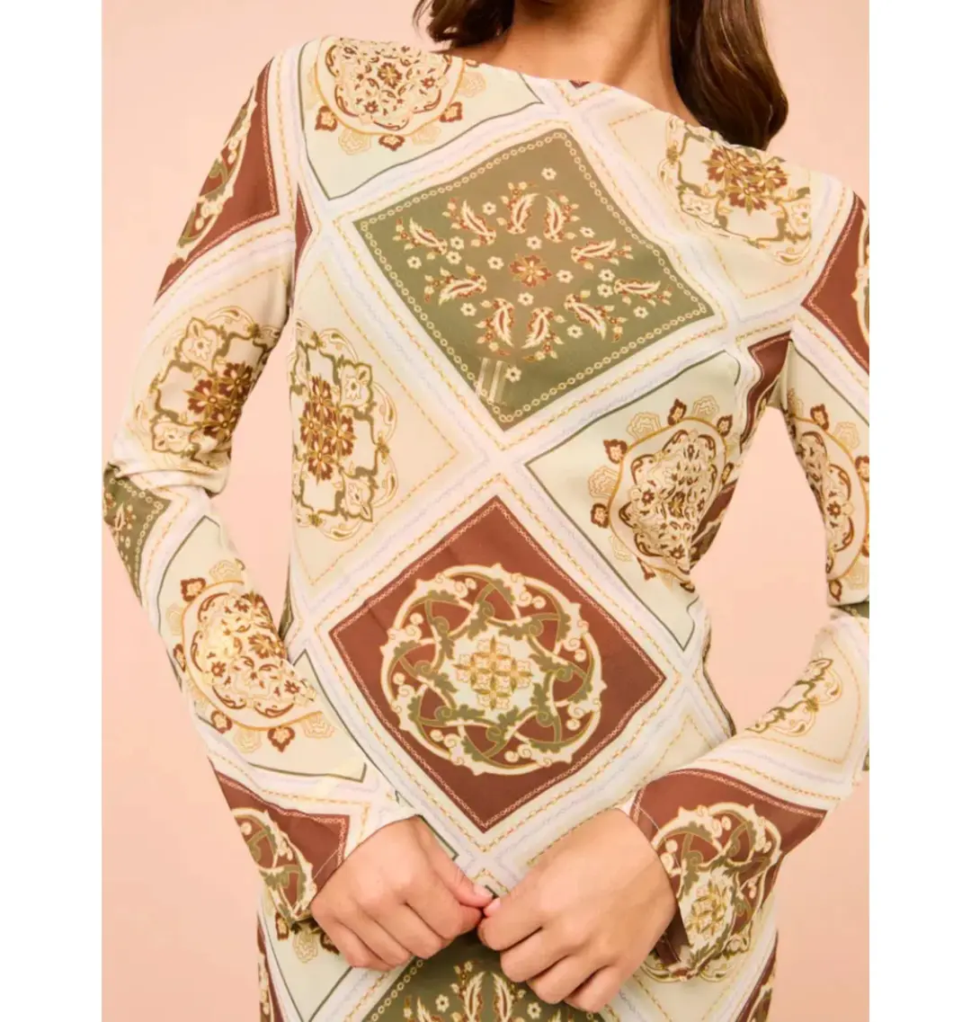 Hansen & Gretel Sundra Slip Dress in Evergreen Tile Size S / AU 8 for rent on The Volte - main image