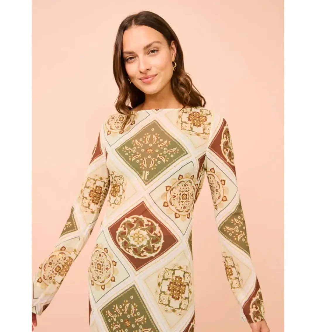 Hansen & Gretel Sundra Slip Dress in Evergreen Tile Size S / AU 8 for rent on The Volte - main image