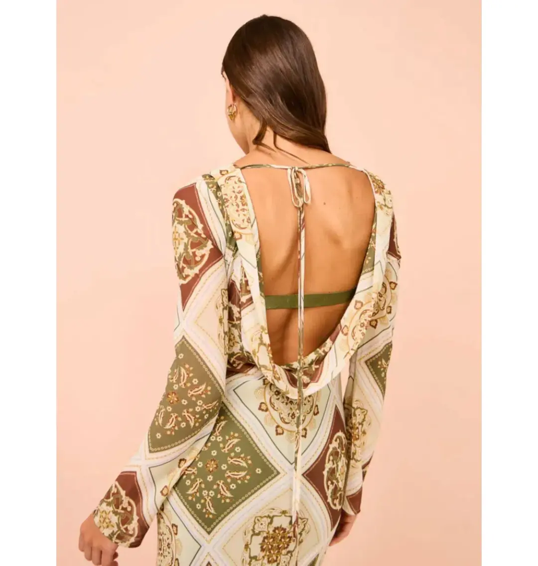 Hansen & Gretel Sundra Slip Dress in Evergreen Tile Size S / AU 8 for rent on The Volte - main image