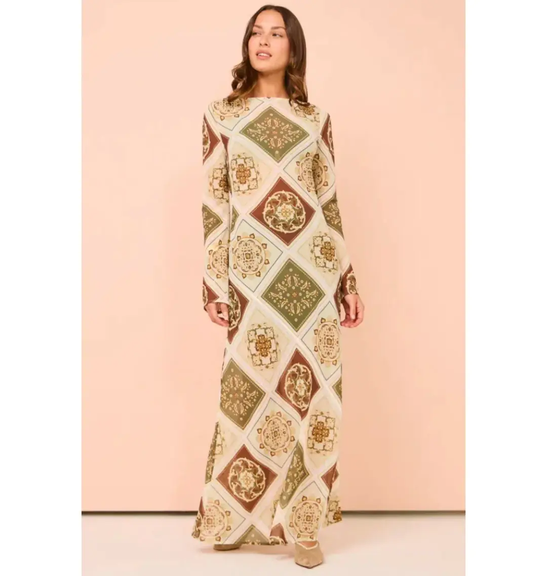Hansen & Gretel Sundra Slip Dress in Evergreen Tile Size S / AU 8 for rent on The Volte - main image