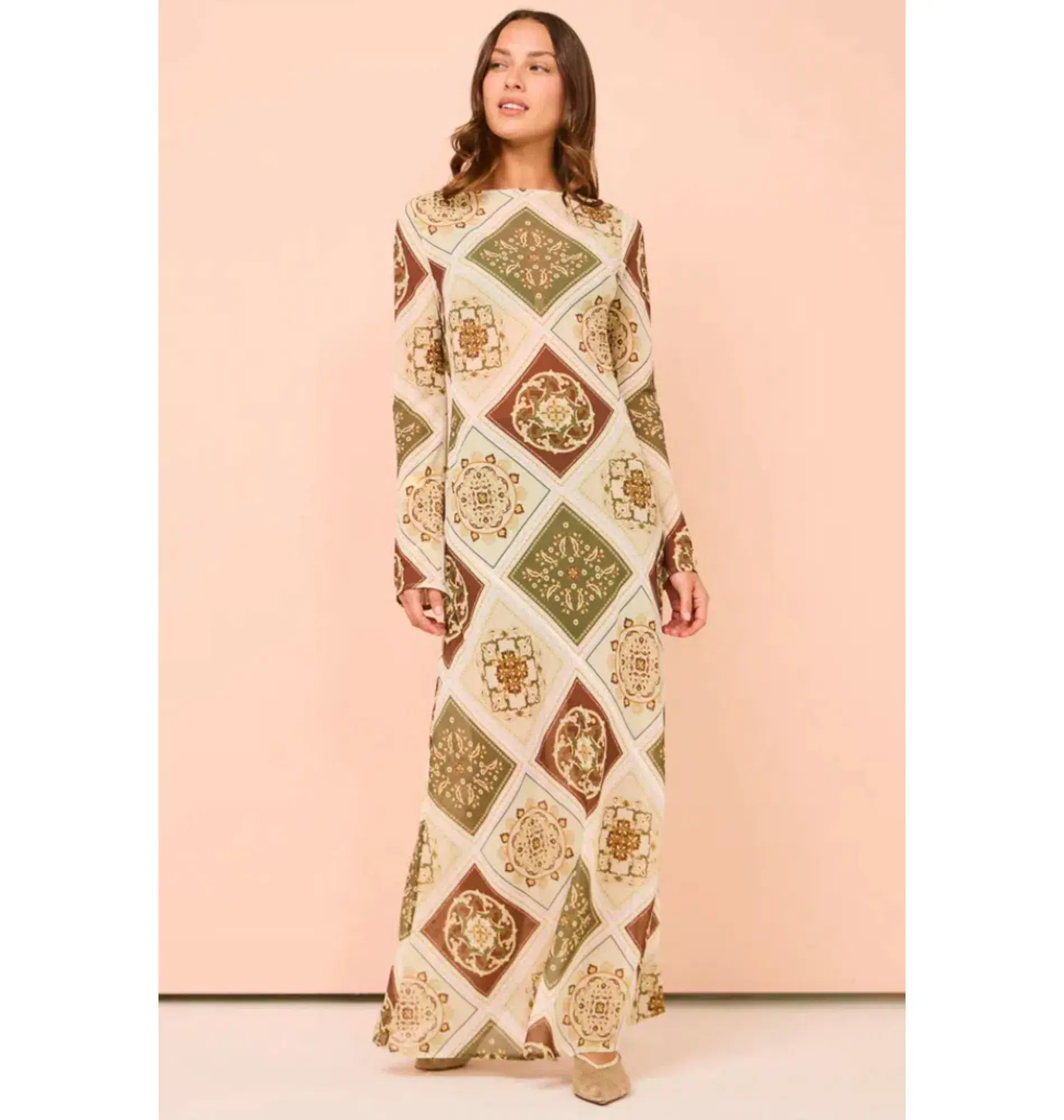 Hansen & Gretel Sundra Slip Dress in Evergreen Tile Size S / AU 8 - Image 1