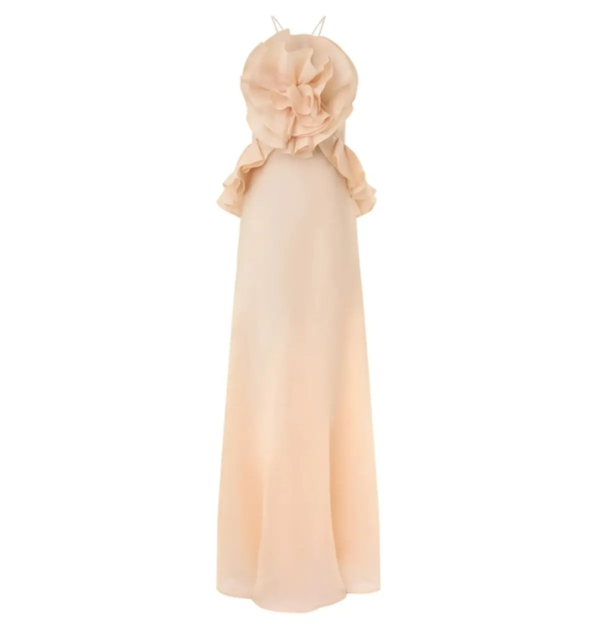 Zimmermann Crush Ruffle Halter Maxi Dress in Peach 0P / AU 6  - Image 2