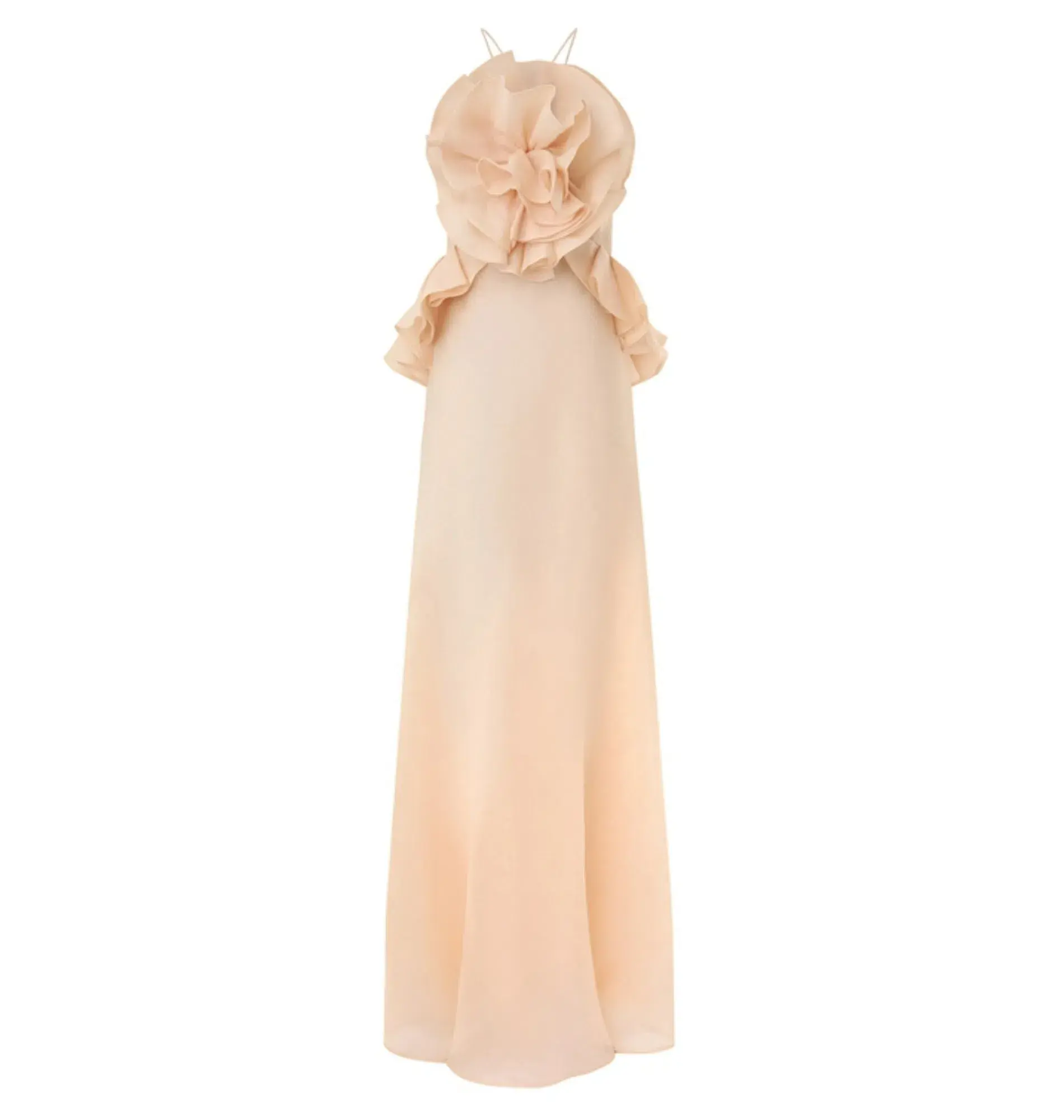 Zimmermann Crush Ruffle Halter Maxi Dress in Peach 0P / AU 6  - Image 2