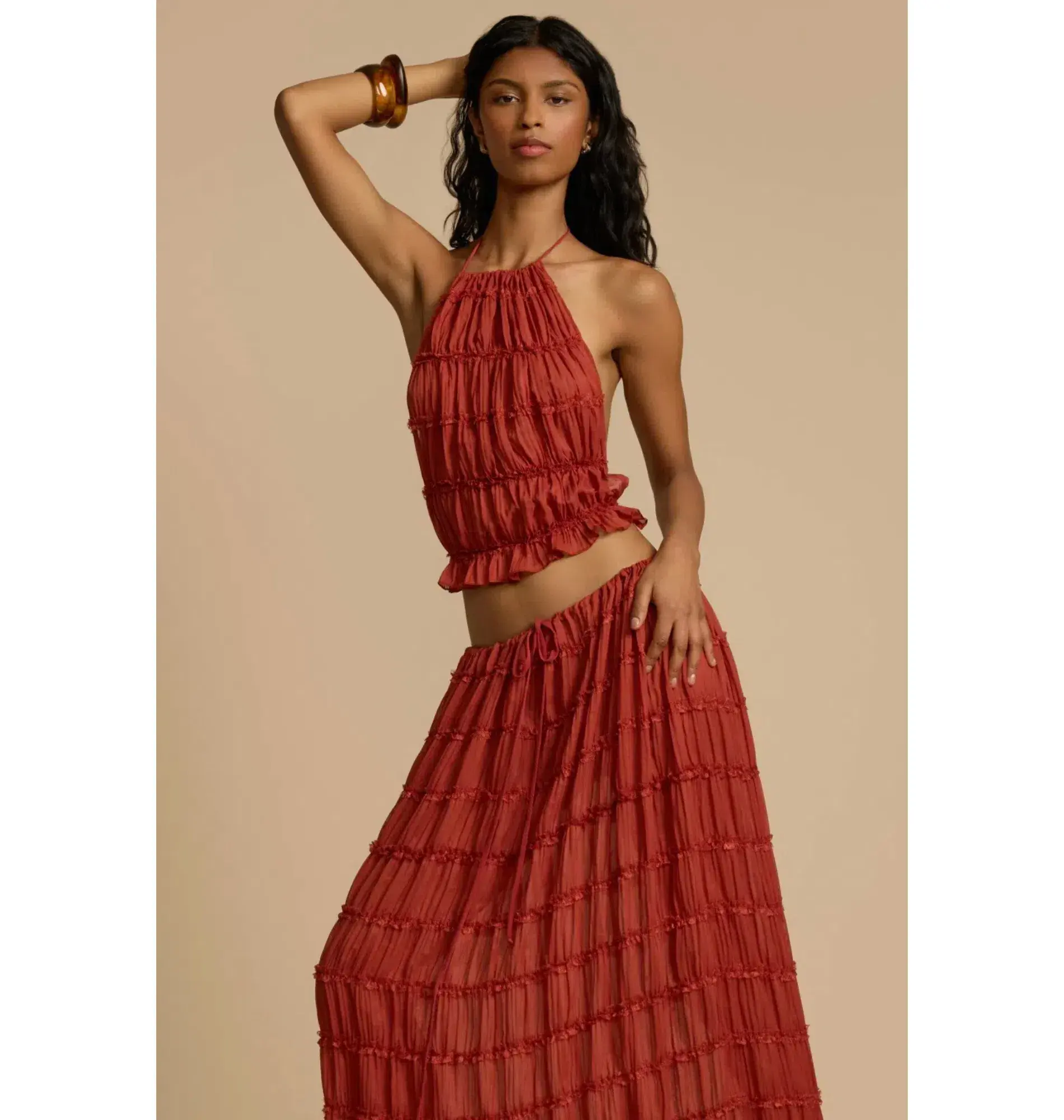 Arcina Ori Juliette Halter and Skirt Set in Red Size Small / AU 8 - Image 3