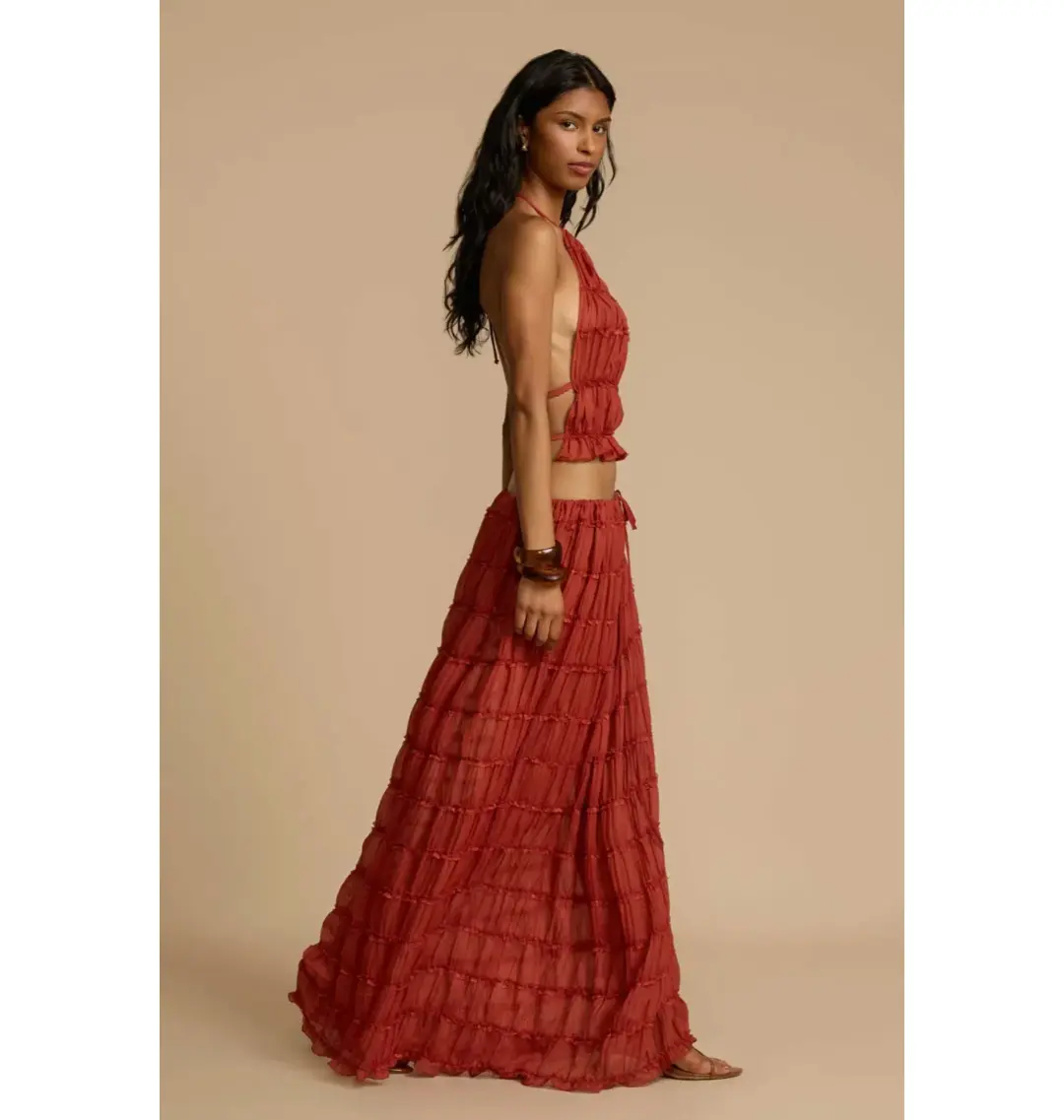 Arcina Ori Juliette Halter and Skirt Set in Red Size Small / AU 8 for rent on The Volte - main image