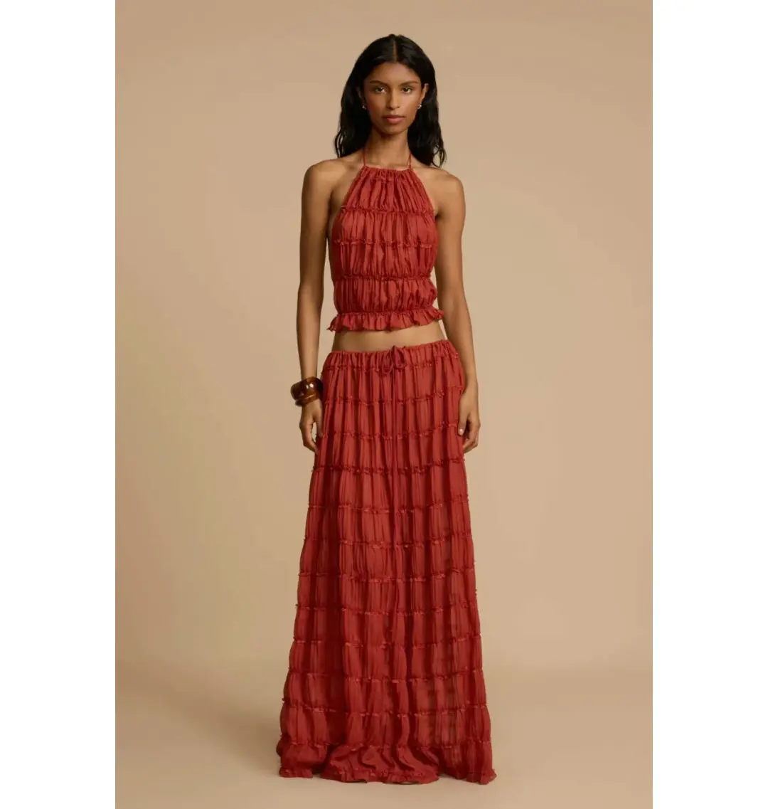 Arcina Ori Juliette Halter and Skirt Set in Red Size Small / AU 8 for rent on The Volte - main image