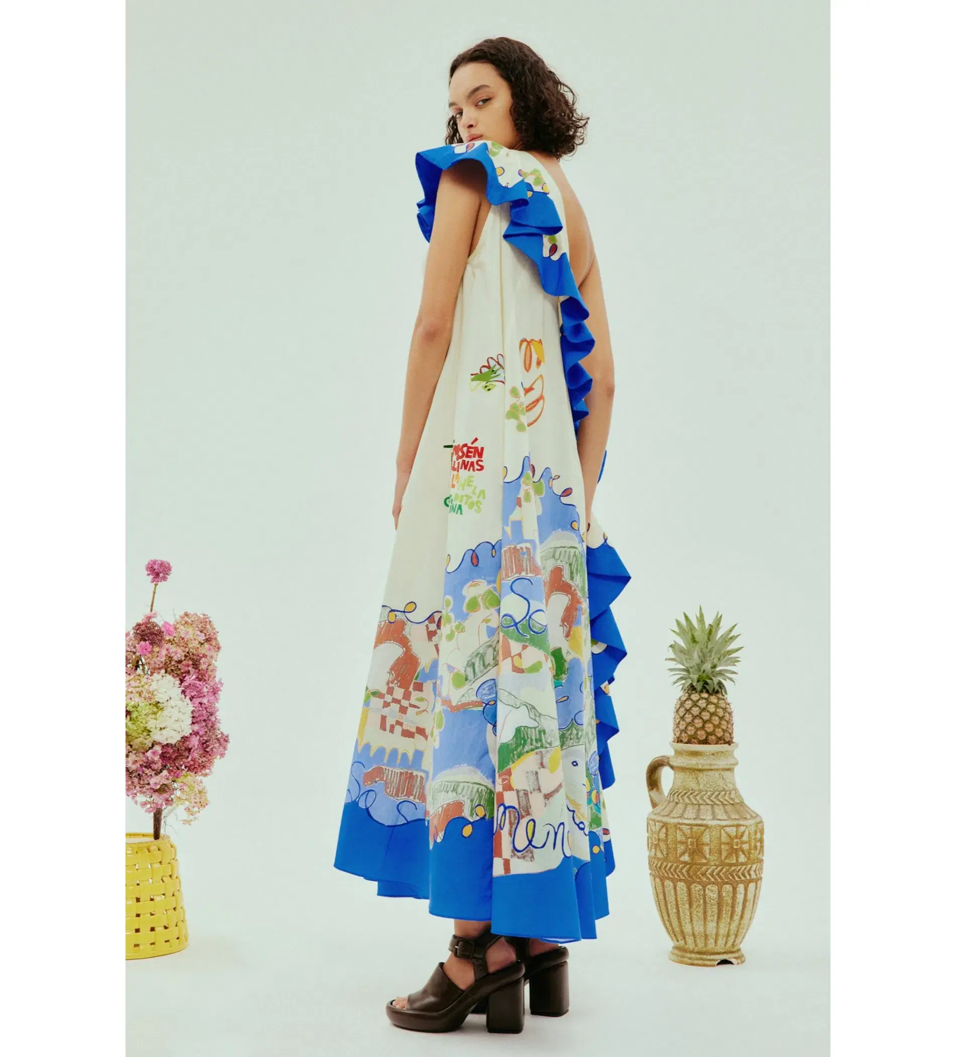 Alemais Nadia One Shoulder Ruffle Dress Print Size AU 6  - Image 3