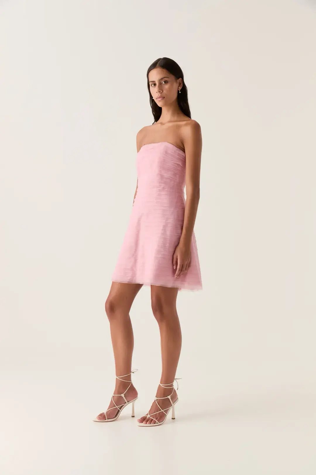 Aje Soundscape Mini Dress Chalk Pink Size AU 6 for rent on The Volte - main image